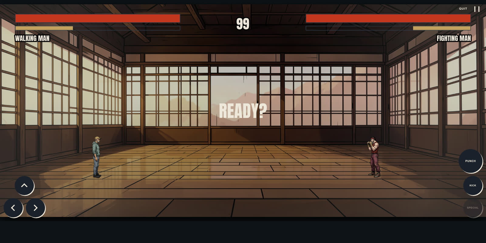 Katana duel in a dojo